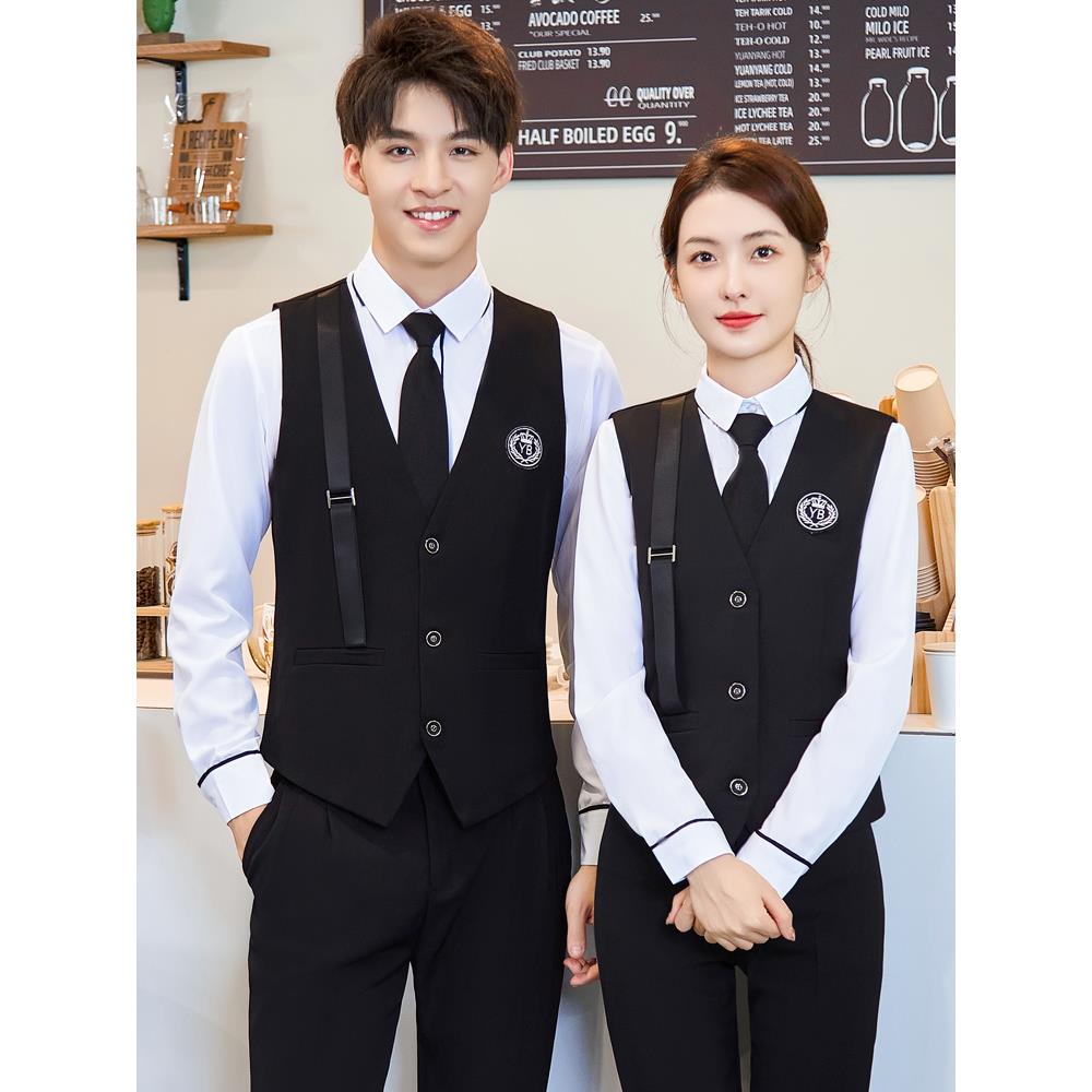 酒店服务员工作服女春夏短袖酒吧咖啡西餐厅KTV台球室工装套装男