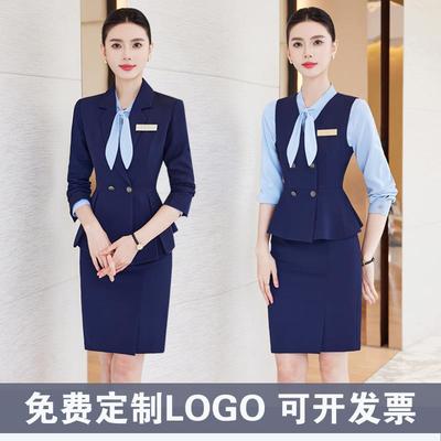 职业西装套装女秋冬时尚酒店前台接待正装客服美容师珠宝店工作装