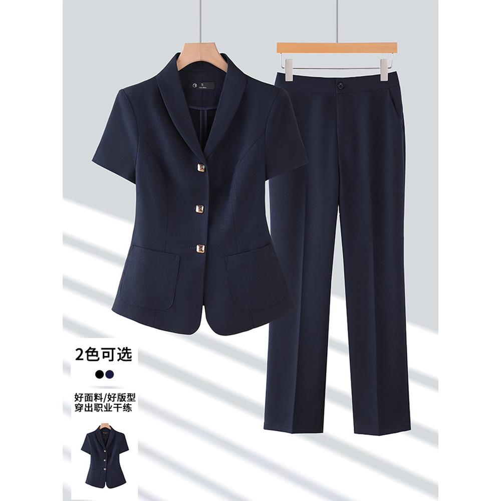 短袖西装套装女夏季餐饮经理职业工装珠宝店美容院前台接待工作服