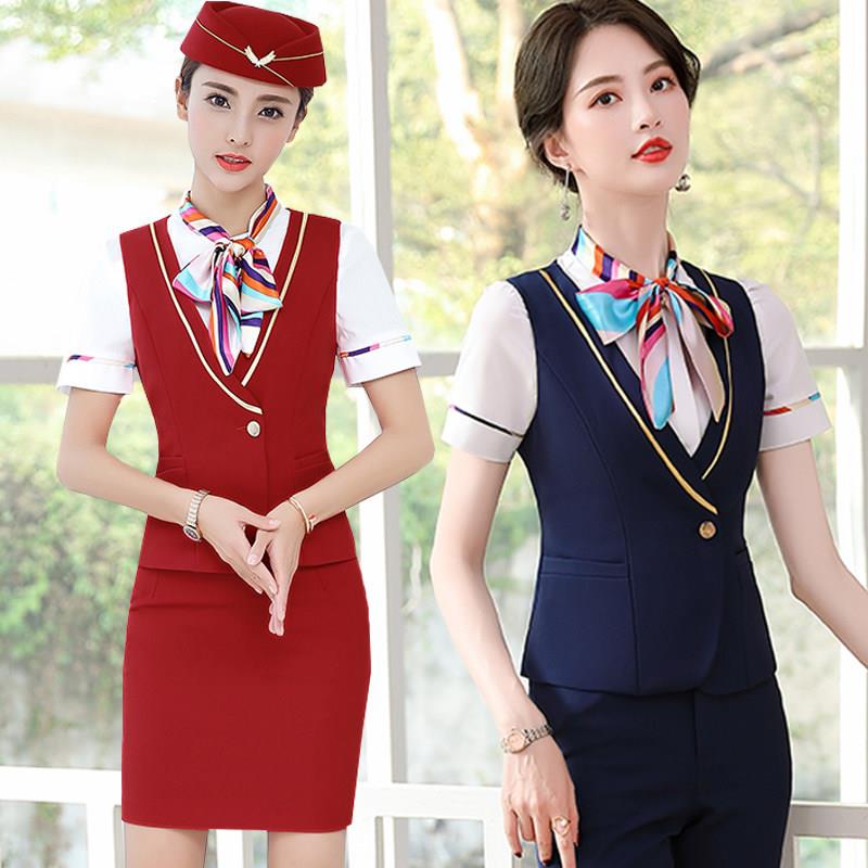 空姐制服职业套装空乘面试前台客服接待KTV服务员美容师工作服女