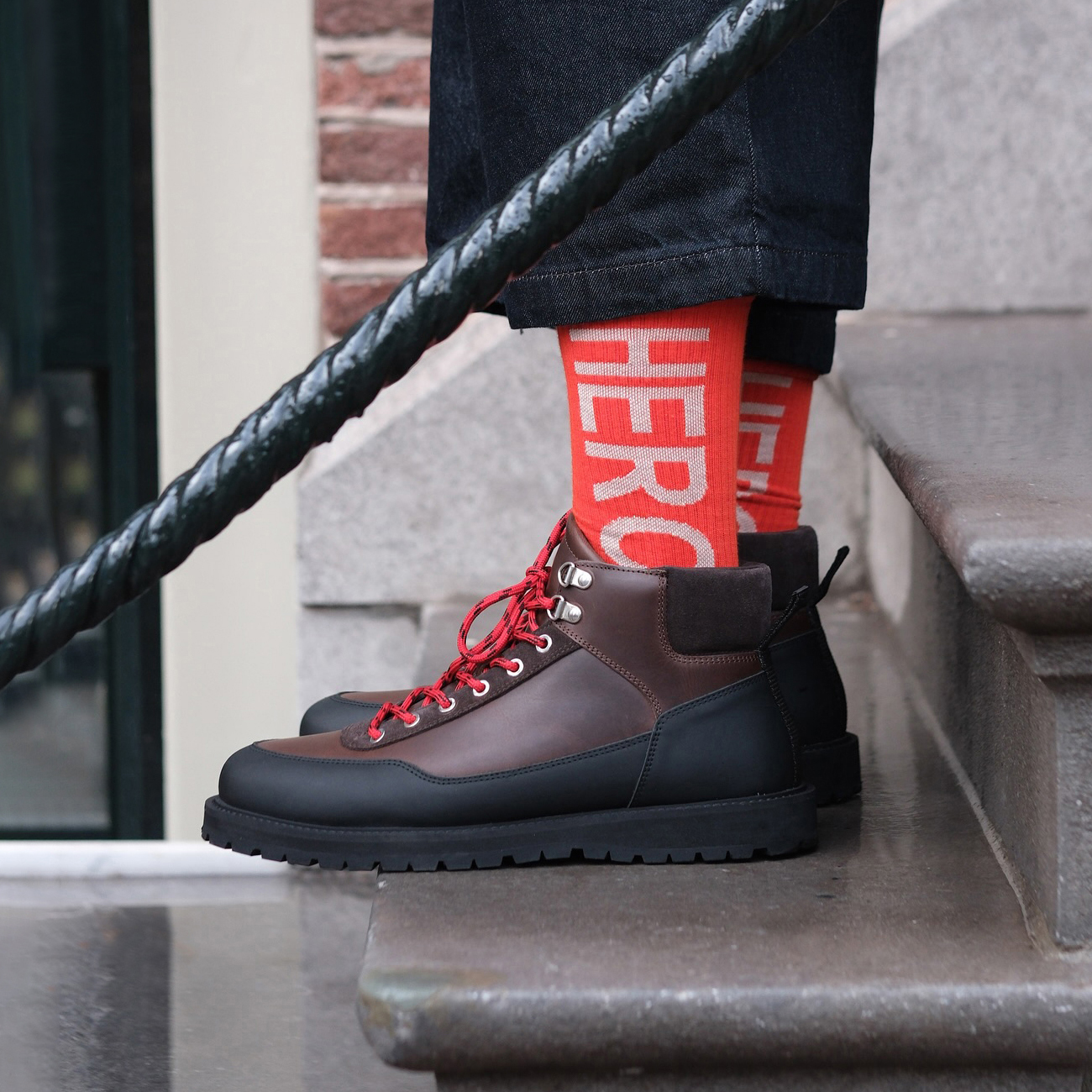 男士时装靴冬季加绒高帮工装靴