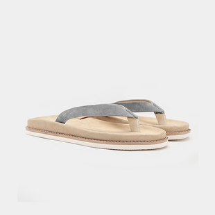 牛皮人字拖鞋男夏日透气室外凉拖鞋高端个性休闲夹脚拖鞋防滑软底