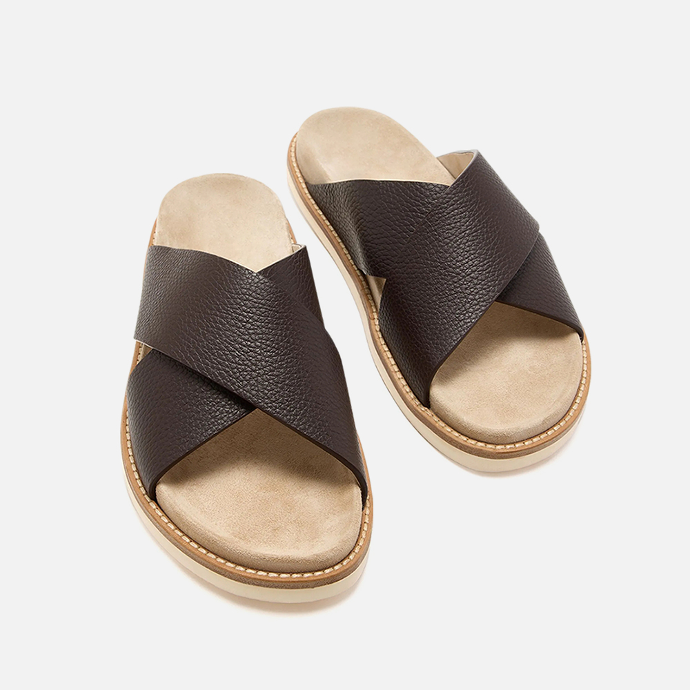 男士休闲拖鞋夏季透气交叉沙滩鞋