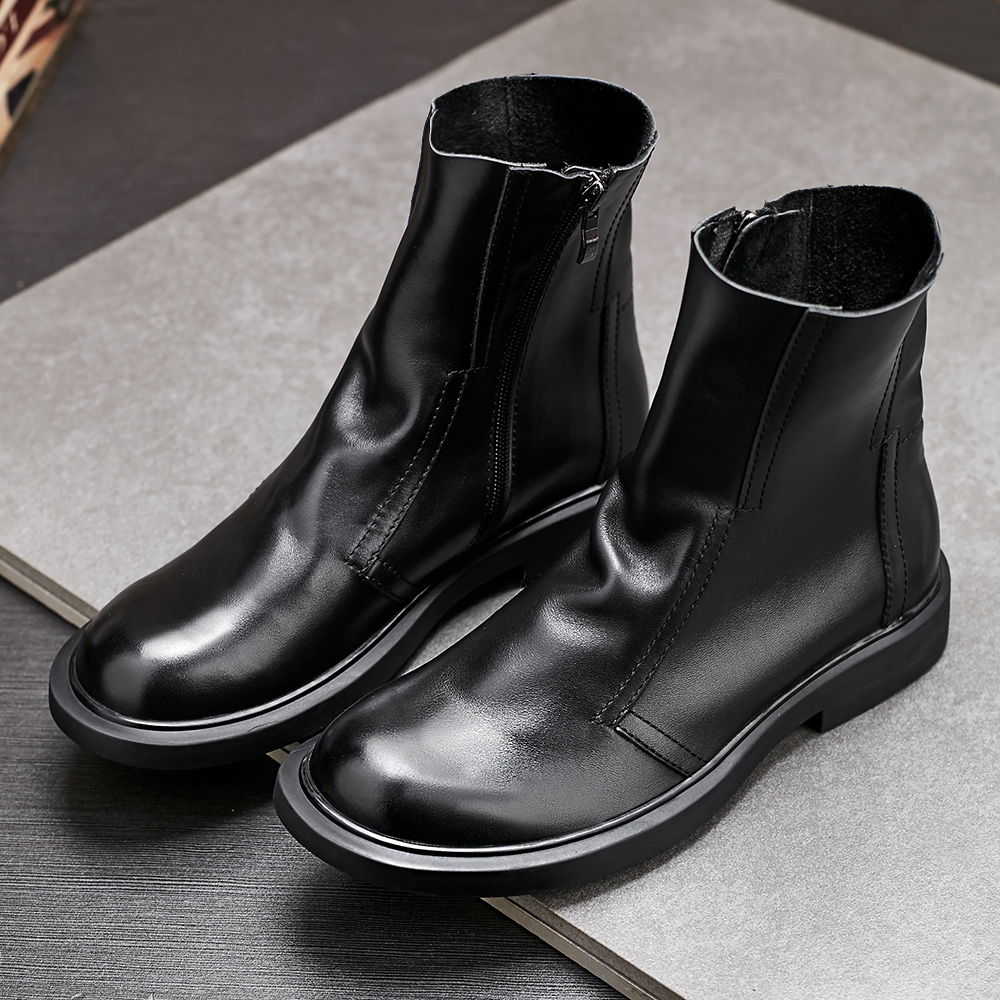 皮靴加绒马丁靴真皮百搭