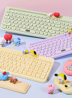 正品BT21防弹少年团鼠标女生办公ipad无线蓝牙电脑键盘笔记本绿色