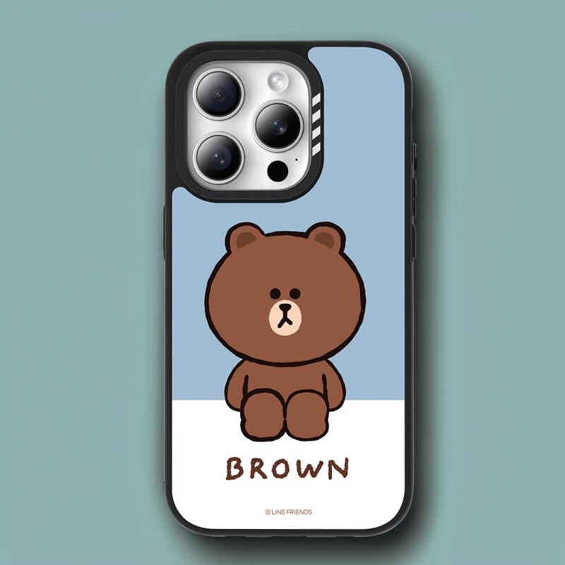 LINE FRIENDS卡通布朗熊可妮兔蛙里奥适用iphone16pro max手机壳带挂孔苹果16promax情侣款保护套16防摔壳女