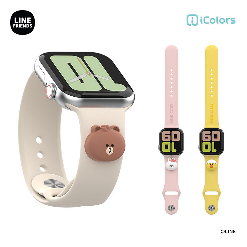 LINE布朗熊applewatch s10软硅胶立体iwatch8卡通替换手表带女
