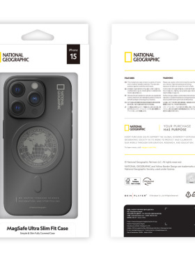 韩国正版国家地理设计师款适用iphone16pro max手机壳商务简约黑色magsafe磁吸充电保护套超薄防指纹耐磨16
