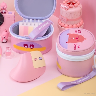 韩国正版loopy粉红海狸舒适人体工学直立竖握无线充电静音鼠标女