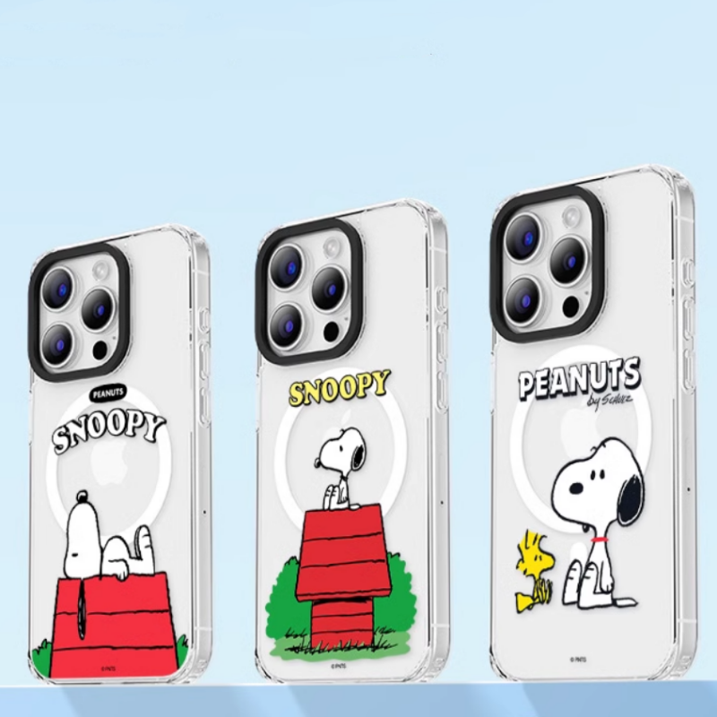 正版snoopy史努比查理布朗可爱漫画卡通适用苹果iPhone17pro max手机壳透明16pro防摔壳磁吸壳15pro保护套女