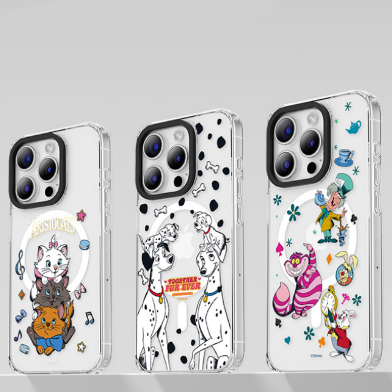 正版迪士尼玛丽猫iphone16pro max透明卡通手机壳爱丽丝公主苹果14/15pro磁吸充电magsafe保护套匹诺曹斑点狗