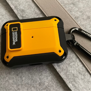 韩国正版国家地理适用于苹果airpods pro2代耳机套airpods pro3军工防摔套挂钩保护壳4代商务简约纯色硬壳男