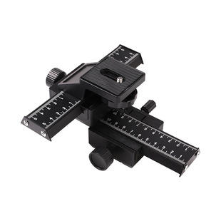 单反摄影微距云台万向四维云台架双向调节微调长形云台板微距架