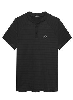 男士摩登舞短袖二扣上衣MY001黑色3.0裸感面料透气建议拍大一码
