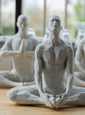 瑜伽馆立体人男姿势小摆件ins