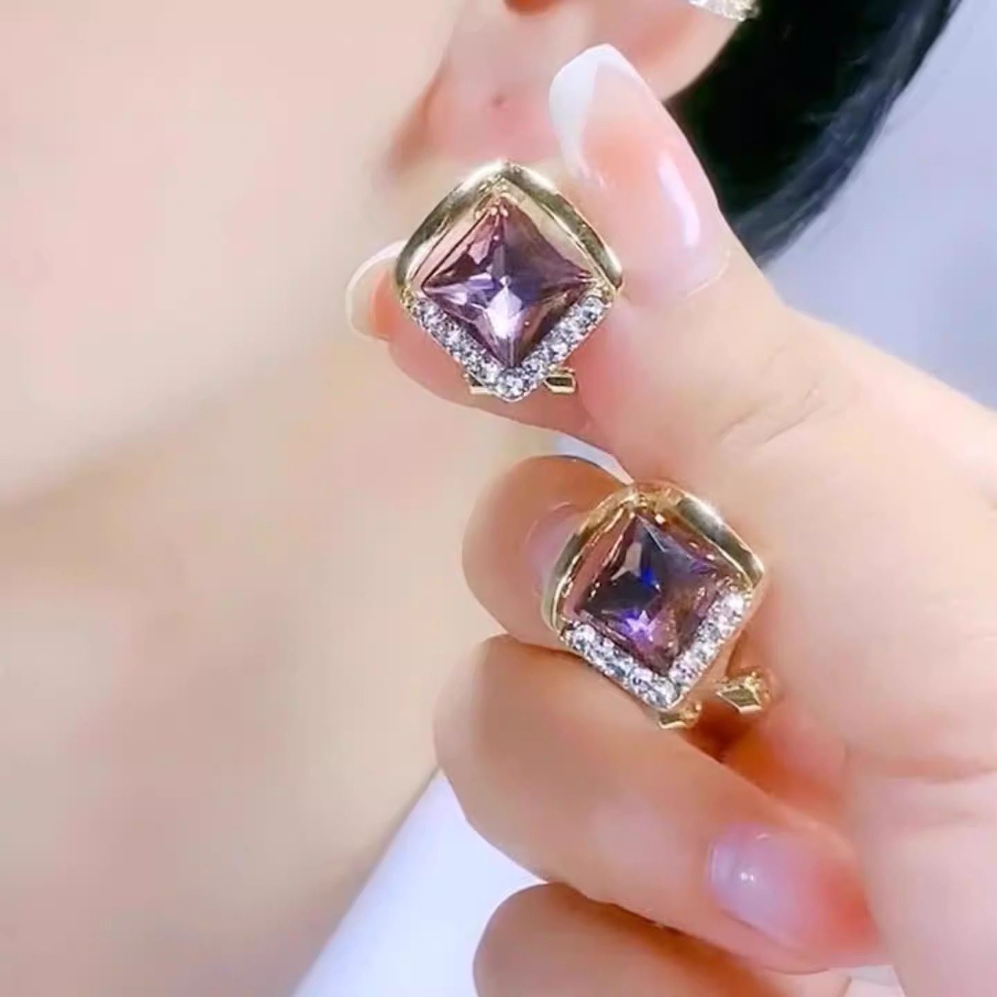 2025新款925银针方形银耳环