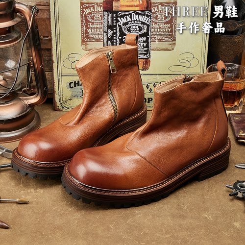 秋冬切尔西靴潮男士水洗工艺时尚皮靴套脚高帮工装靴马丁靴子E357