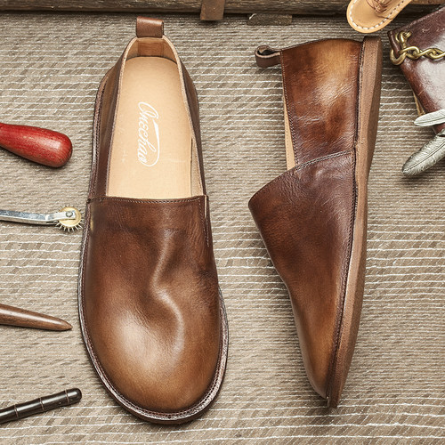 男鞋一脚蹬低帮鞋懒人低帮鞋复古