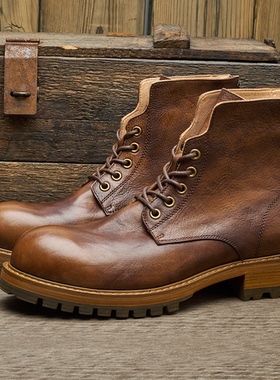 秋冬男靴马丁靴牛皮复古潮休闲牛皮鞋底英伦风时尚户外高帮E343