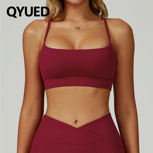 欧美跨境裸感运动内衣交叉美背高级感瑜伽文胸跑步健身背心女防震