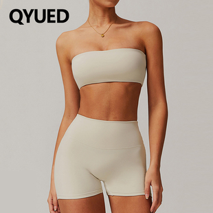 带胸垫抹胸健身服女弹力紧身跑步运动内搭高腰瑜伽背心收腹速干衣