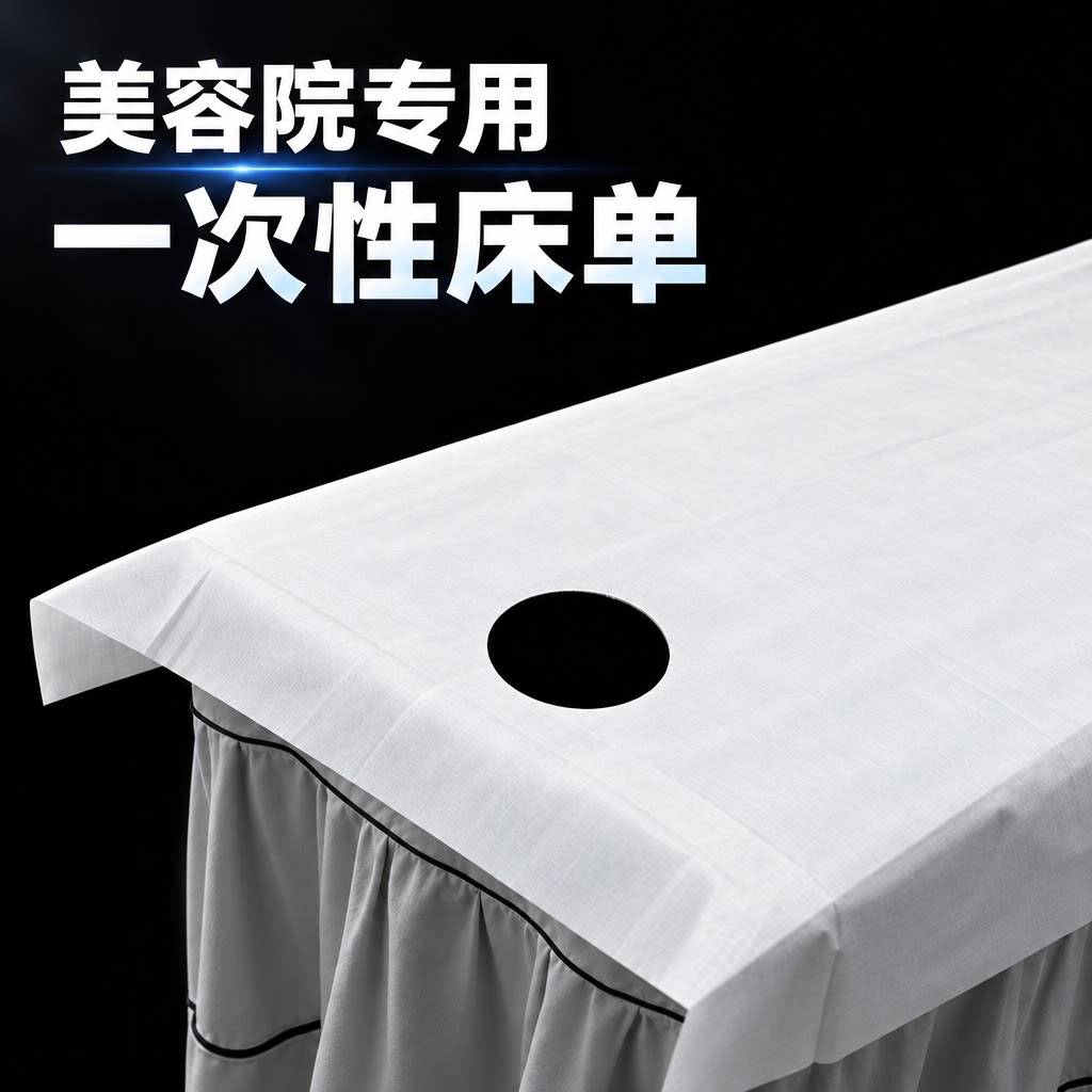 美容院专用一次性床单白色无纺布防水防油加厚带洞超透气柔软亲肤