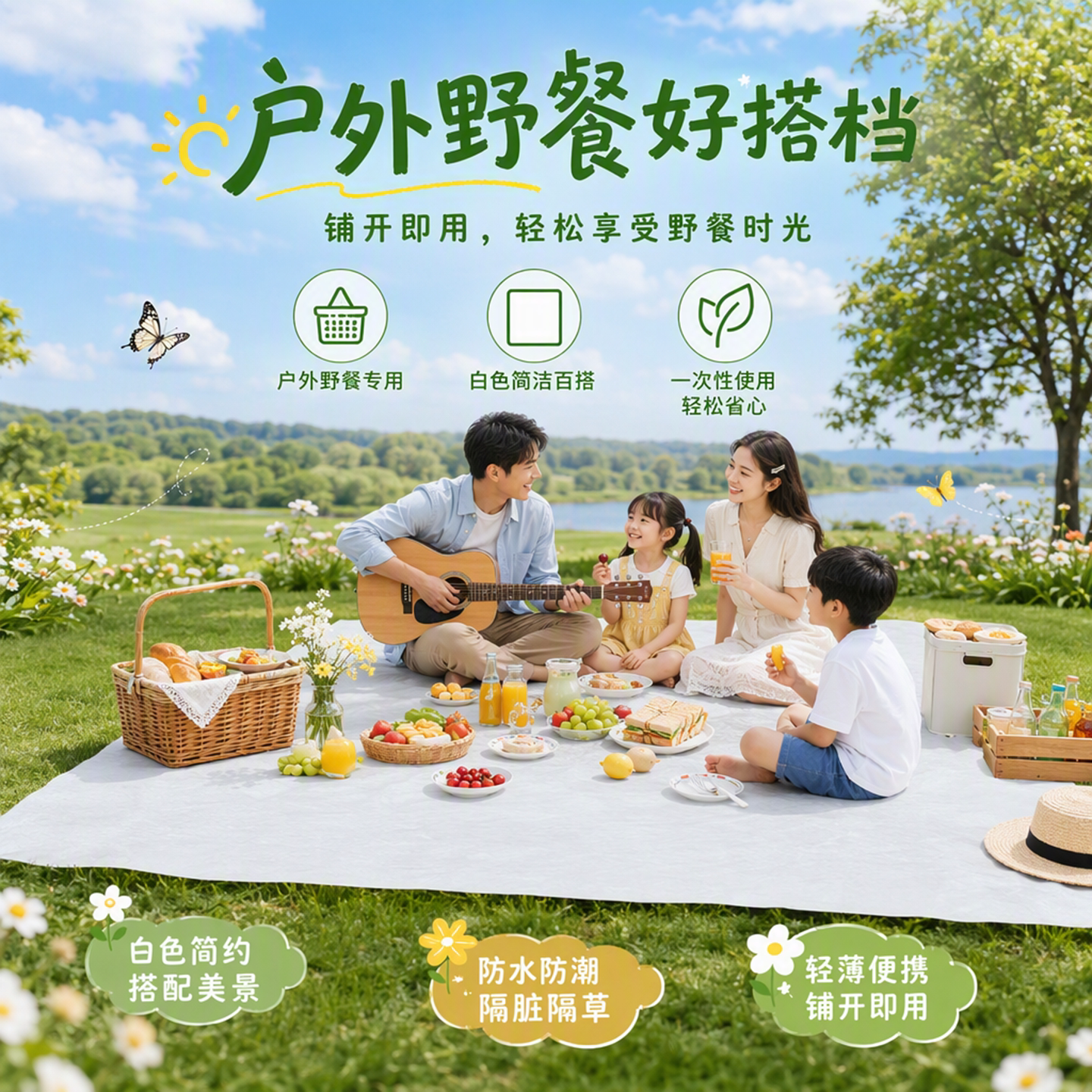户外一次性野餐垫防水防油独立装图片