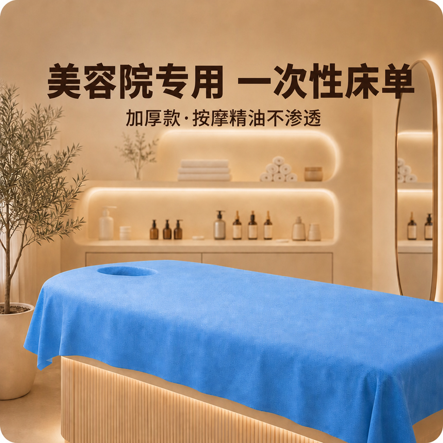 美容院专用一次性床单防水防油带洞亲肤透气加厚加大一客一换卫生