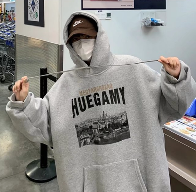 港风复古oversize卫衣男春秋季欧