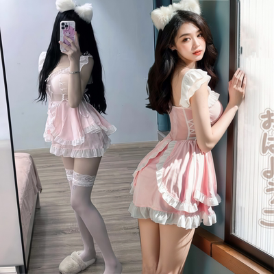 荷叶边蝴蝶结小胸聚拢甜美夏季