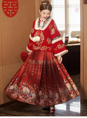 出租新中式马面裙敬酒服新娘结婚礼服订婚连衣裙冬季加厚套装