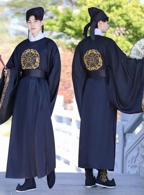 出租汉服男圆领中国风公子书生装官服装七夕晚会活动演出服装租借