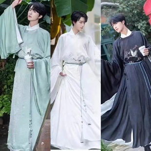 出租汉服男宋制圆领袍男款 出租 绿色年会演出服七夕晚会表演古装