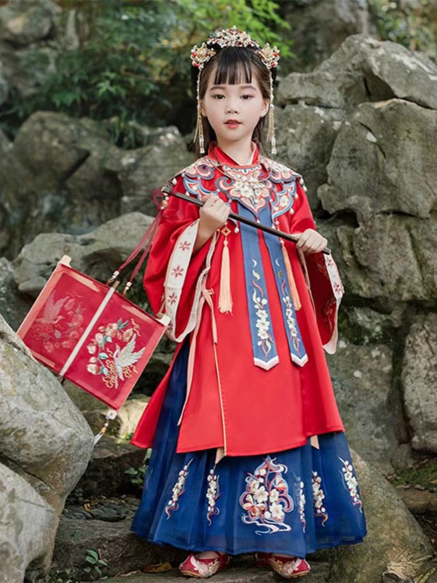 出租儿童明制云肩汉服改良宝宝唐装中式名族风元旦活动演出服装