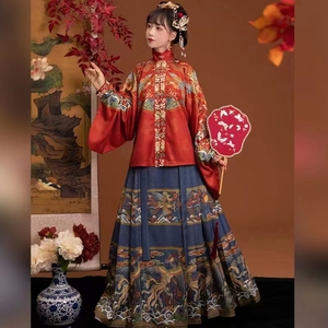 出租明制汉服女款中式婚礼伴娘服冬款六一晚会年会表演走秀服装