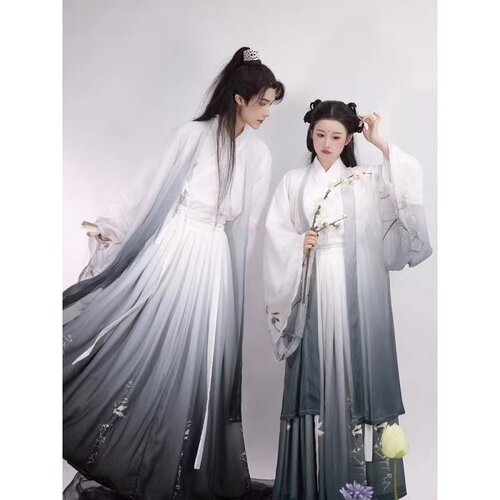 出租男女同款情侣春夏款中国魏晋风汉服班级活动班服中秋年会演出