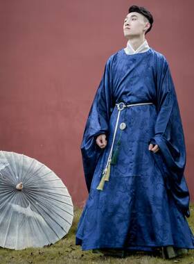 出租圆领袍明制单袍传统汉服道袍打底衬袍男女同款中国风古装拍照