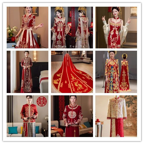 出租高端中式秀禾服龙凤褂图片