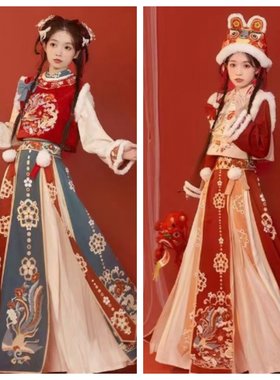 出租冬季中式伴娘服加绒加厚新年拜年服跨年新款中国风汉服姐妹装