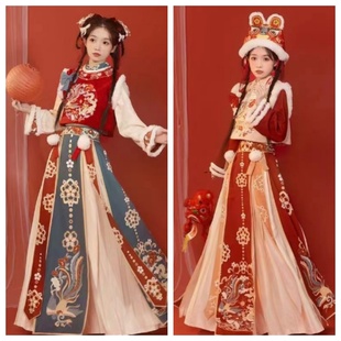 出租冬季中式伴娘服加绒加厚新年拜年服跨年新款中国风汉服姐妹装