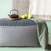 弋采样板房可填充水洗手工编织长方形坐墩懒人沙发布艺大茶几矮凳