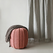 弋采可定制自然风纯手工百搭编织坐墩棉线鼓凳绣墩布艺餐椅换鞋 凳