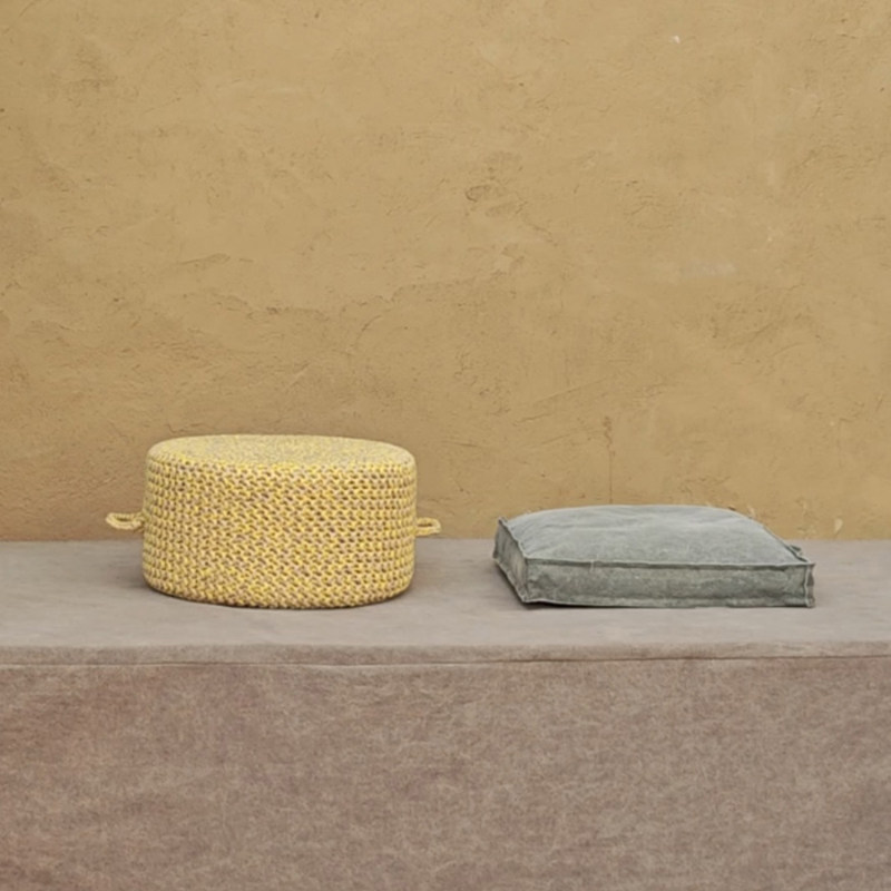 弋采原创样板房侘寂风手工编织床垫材料防霉飘窗蒲团坐垫布艺茶几