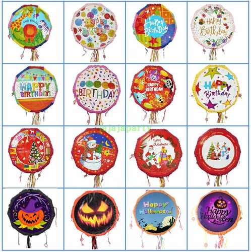 新儿童生日派对游戏道具皮纳塔折叠pinata砸糖玩具拉线蜘蛛侠公主
