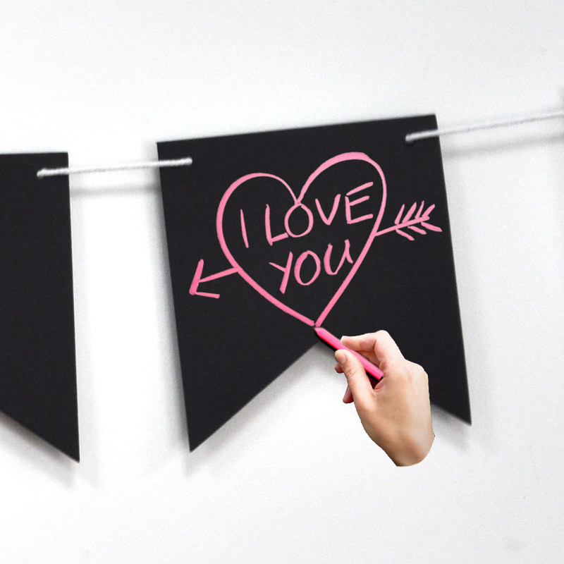 开学季粉笔diy可写擦黑板纸串旗拉旗迎新派对教室装饰用品挂饰