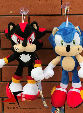 刺猬索尼克超音鼠毛绒公仔音速小子黑色暗影柔软玩偶布娃娃玩具