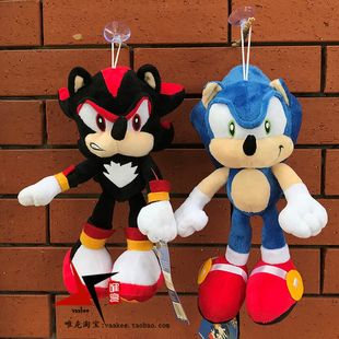 刺猬索尼克超音鼠毛绒公仔音速小子黑色暗影柔软玩偶布娃娃玩具