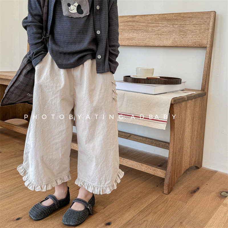 2025春季童装 儿童韩版春款阔腿裤九分裤男童女童春装裤子5075