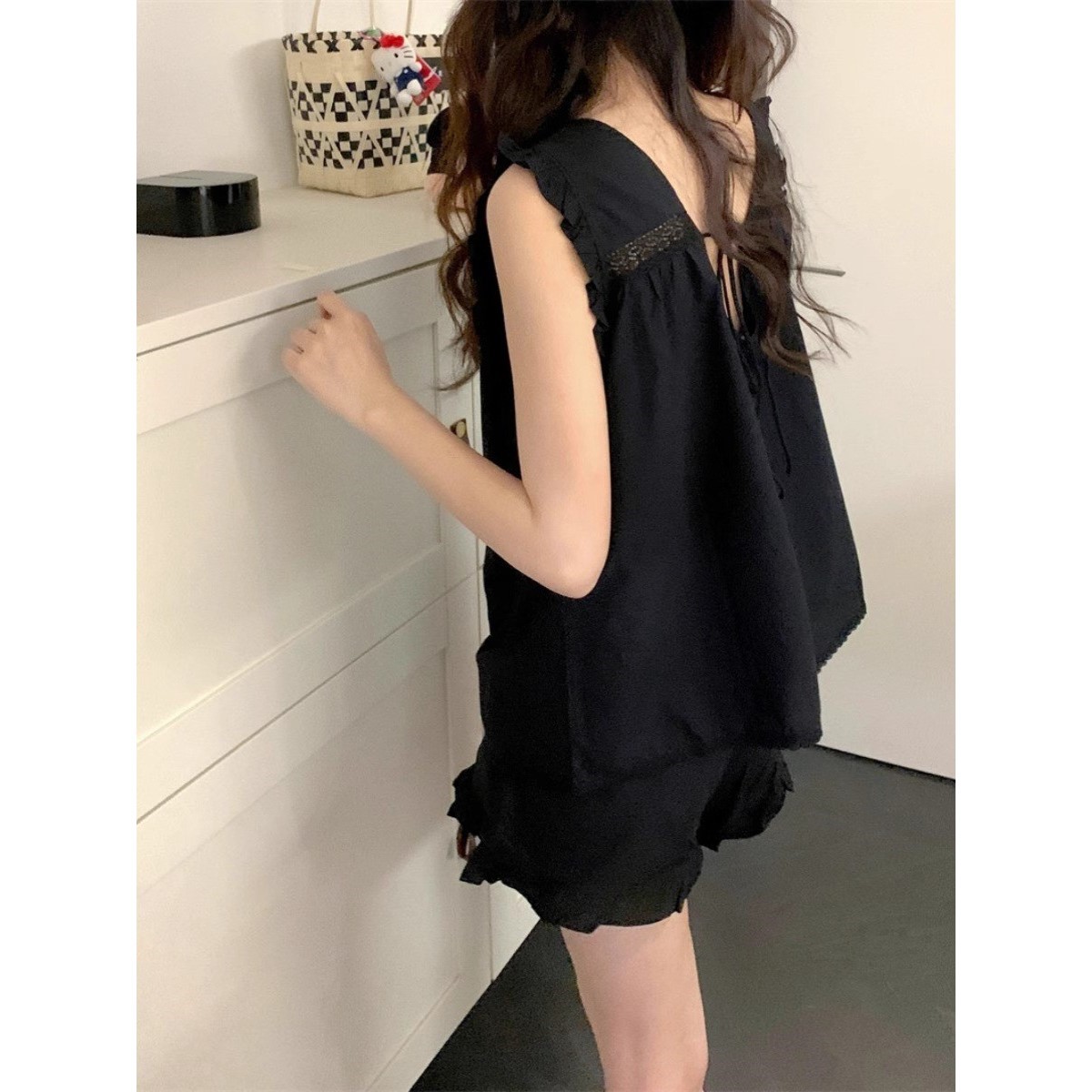 女士款睡衣夏2025新款休闲宽松甜美薄款背心家居服套装可外穿长裤
