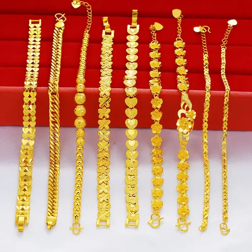 越南沙金手链女玫瑰花蝴蝶仿真黄金1:1镀厚金手饰仿沙金手链女款